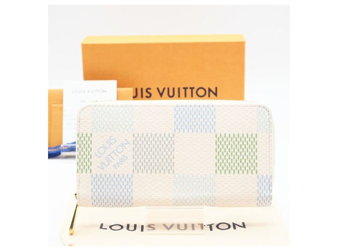 Cartera Zippy Damierious Louis Vuitton Blanco Azul Verde - vista 2