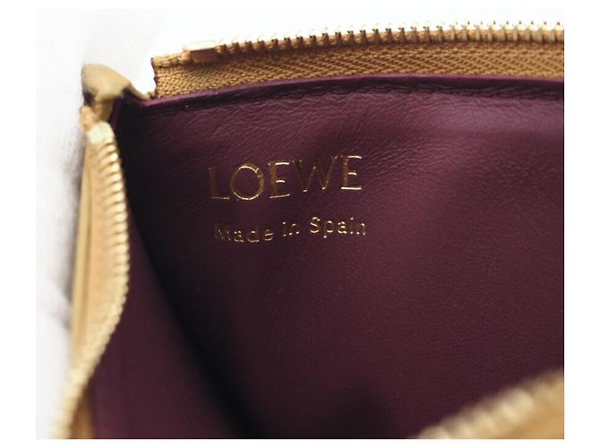 Loewe glänzender Nappa-Leder-Knoten-Münz-Kartenhalter Bordeaux Gelb - Ansicht 10