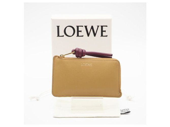 Loewe glänzender Nappa-Leder-Knoten-Münz-Kartenhalter Bordeaux Gelb - Ansicht 2