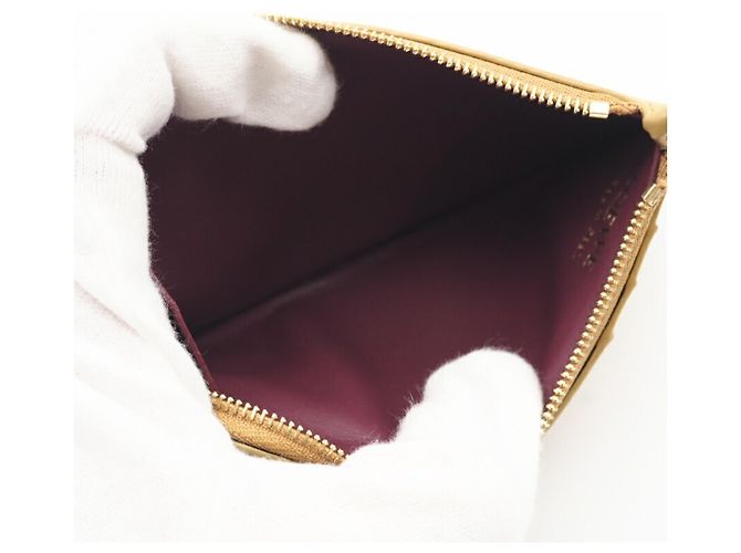 Loewe glänzender Nappa-Leder-Knoten-Münz-Kartenhalter Bordeaux Gelb - Ansicht 9