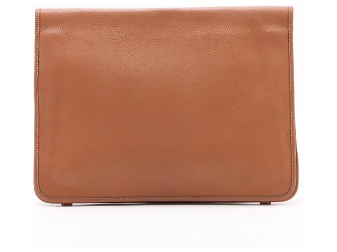 Pochette en cuir Couchel Dogon Meeting d'Hermès Marron - vue 2