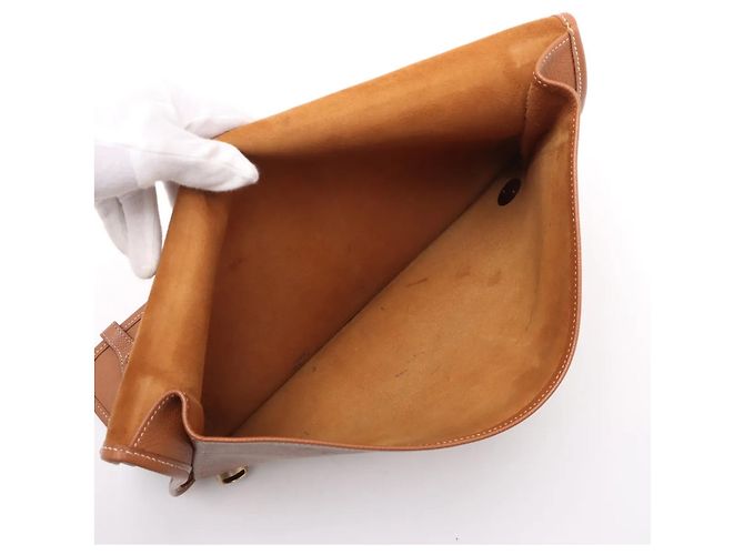Pochette en cuir Couchel Dogon Meeting d'Hermès Marron - vue 5