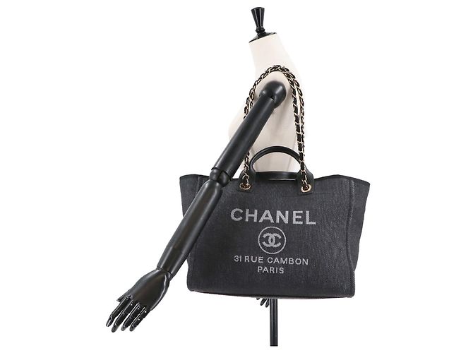 Timeless Chanel Deauville GM Borsa 2 in 1 con Catena Nero Grigio antracite - vista 10