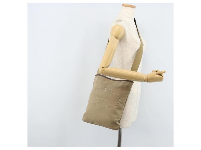 PRADA Schultertasche aus Canvas Beige Silber Authentisch 172784 - Ansicht 24