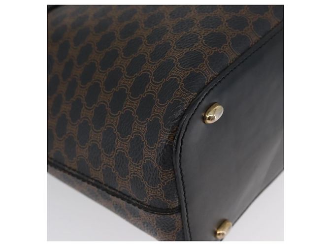 Céline Borsa a Spalla in Tela Macadam CELINE in Pelle PVC Nera e Dorata Auth 171442V Nero D'oro - vista 10