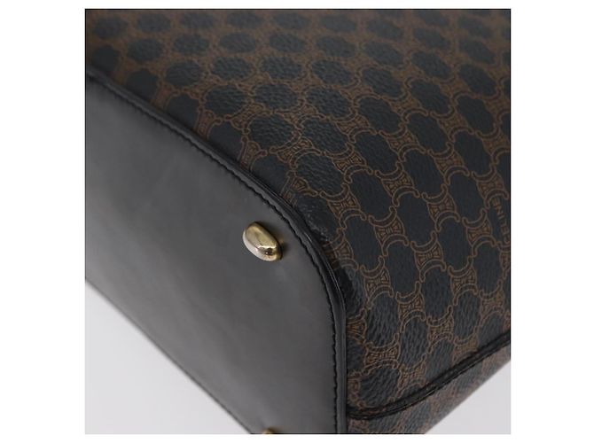 Céline Borsa a Spalla in Tela Macadam CELINE in Pelle PVC Nera e Dorata Auth 171442V Nero D'oro - vista 13