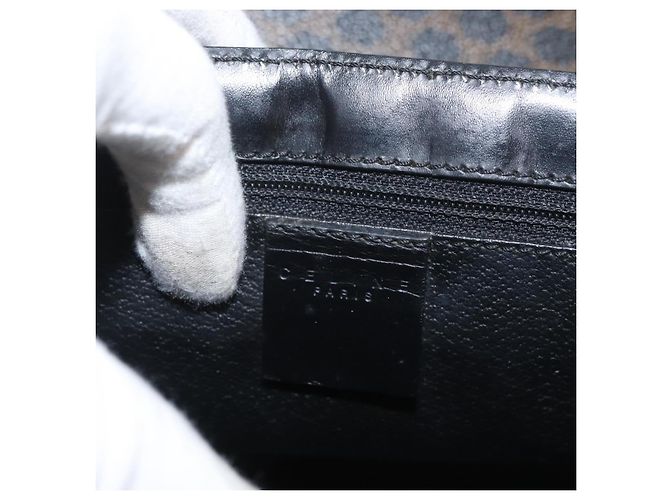 Céline Borsa a Spalla in Tela Macadam CELINE in Pelle PVC Nera e Dorata Auth 171442V Nero D'oro - vista 16