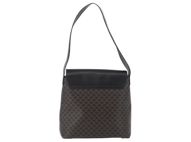 Céline Borsa a Spalla in Tela Macadam CELINE in Pelle PVC Nera e Dorata Auth 171442V Nero D'oro - vista 3