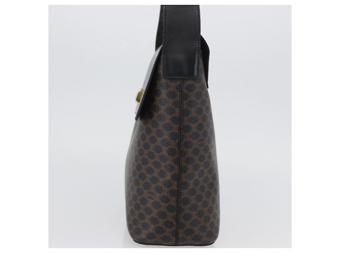 Céline Borsa a Spalla in Tela Macadam CELINE in Pelle PVC Nera e Dorata Auth 171442V Nero D'oro - vista 4