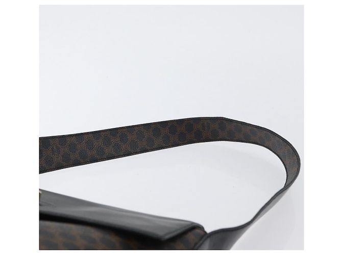 Céline Borsa a Spalla in Tela Macadam CELINE in Pelle PVC Nera e Dorata Auth 171442V Nero D'oro - vista 8