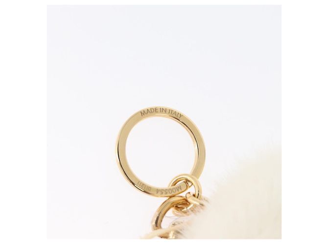 LOUIS VUITTON Llavero Snow Vivienne Blanco M00554 LV Auth BA11149M Dorado - vista 10