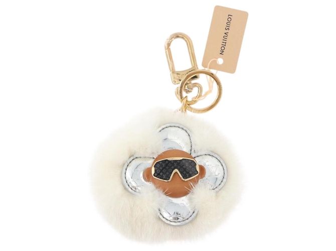 LOUIS VUITTON Llavero Snow Vivienne Blanco M00554 LV Auth BA11149M Dorado - vista 2