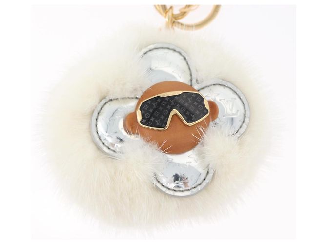 LOUIS VUITTON Llavero Snow Vivienne Blanco M00554 LV Auth BA11149M Dorado - vista 3