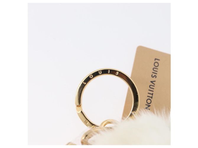 LOUIS VUITTON Llavero Snow Vivienne Blanco M00554 LV Auth BA11149M Dorado - vista 5