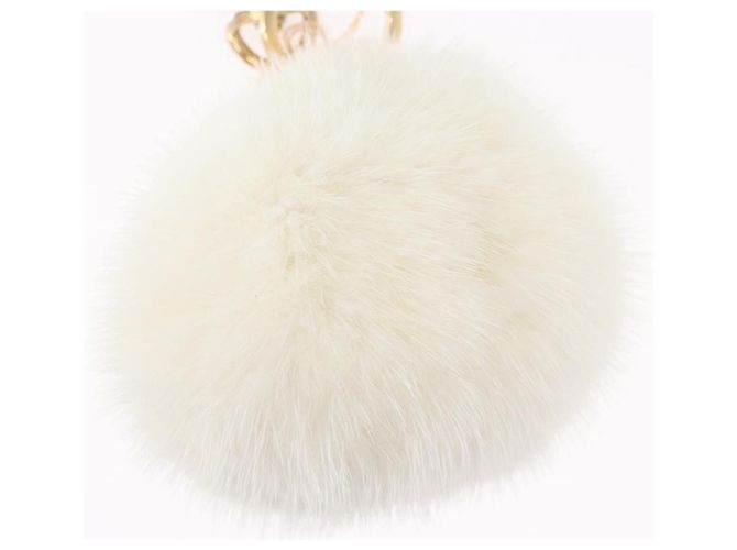 LOUIS VUITTON Llavero Snow Vivienne Blanco M00554 LV Auth BA11149M Dorado - vista 8