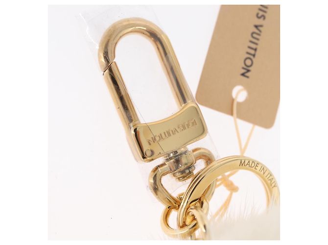 LOUIS VUITTON Llavero Snow Vivienne Blanco M00554 LV Auth BA11149M Dorado - vista 9