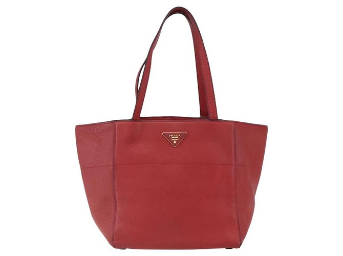 Prada Borsa Tote in Pelle Rossa Oro Auth mr2039 Rosso D'oro - vista 2