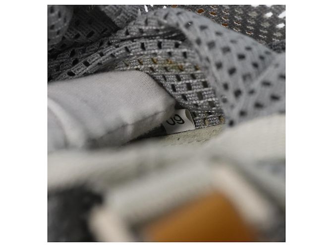PRADA Mesh Sporttasche aus Nylon mit lackiertem Leder Grau Silber Auth 173584 Braun - Ansicht 20