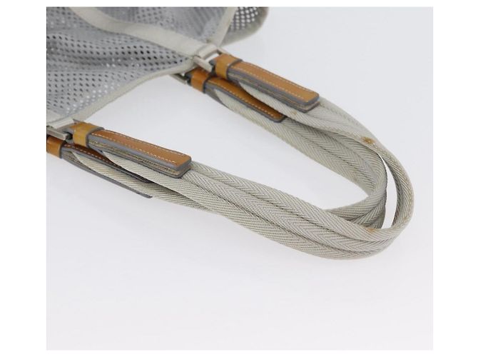 PRADA Mesh Sporttasche aus Nylon mit lackiertem Leder Grau Silber Auth 173584 Braun - Ansicht 7