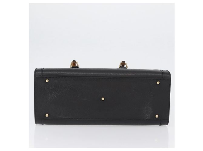 Borsa Tote in Pelle Nera e Oro GUCCI Bamboo 002 0260 Auth LNZ335 Nero D'oro - vista 10