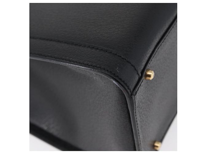Borsa Tote in Pelle Nera e Oro GUCCI Bamboo 002 0260 Auth LNZ335 Nero D'oro - vista 11