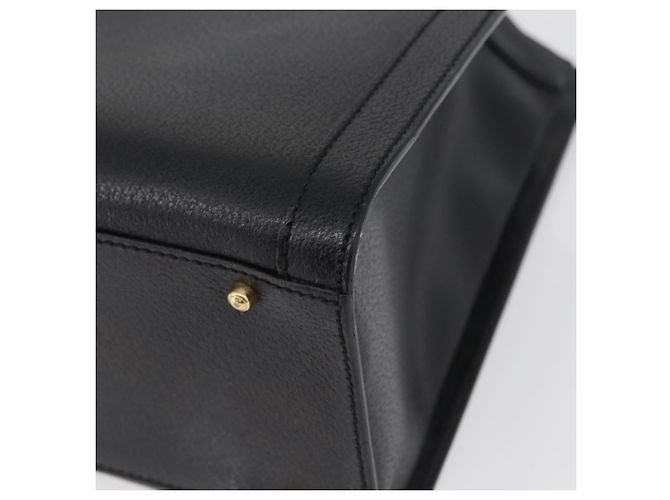 Borsa Tote in Pelle Nera e Oro GUCCI Bamboo 002 0260 Auth LNZ335 Nero D'oro - vista 12