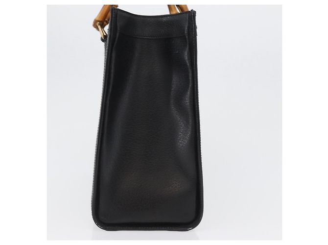 Borsa Tote in Pelle Nera e Oro GUCCI Bamboo 002 0260 Auth LNZ335 Nero D'oro - vista 4