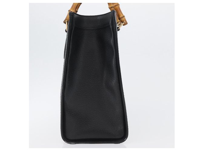 Borsa Tote in Pelle Nera e Oro GUCCI Bamboo 002 0260 Auth LNZ335 Nero D'oro - vista 5
