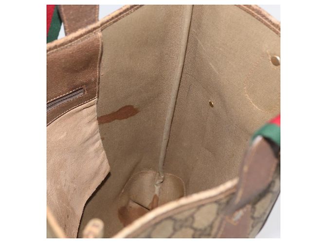 Borsa Sherry Line GG Supreme Web di GUCCI in PVC beige e oro 002 904 0223 Auth 172936 D'oro - vista 16