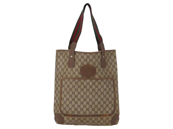 Borsa Sherry Line GG Supreme Web di GUCCI in PVC beige e oro 002 904 0223 Auth 172936 D'oro - vista 2