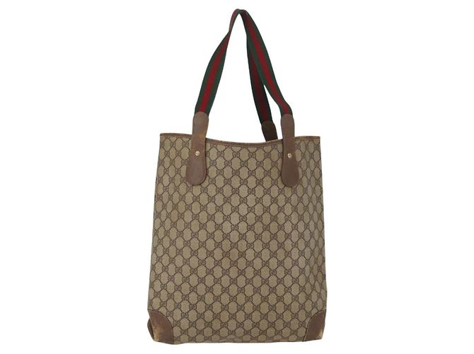 Borsa Sherry Line GG Supreme Web di GUCCI in PVC beige e oro 002 904 0223 Auth 172936 D'oro - vista 3