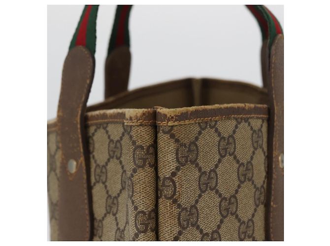 Borsa Sherry Line GG Supreme Web di GUCCI in PVC beige e oro 002 904 0223 Auth 172936 D'oro - vista 5