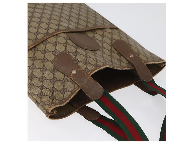 Borsa Sherry Line GG Supreme Web di GUCCI in PVC beige e oro 002 904 0223 Auth 172936 D'oro - vista 7
