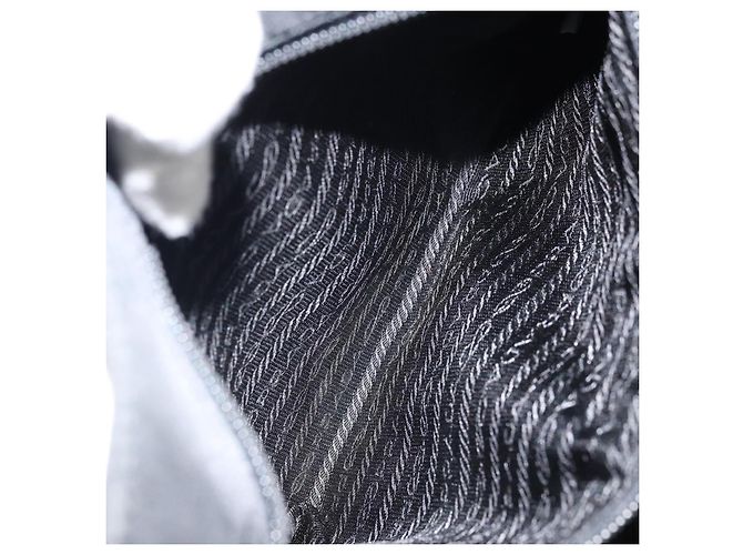 Borsa a Spalla PRADA in Nylon Nero Argento Autentica gh1829 - vista 20