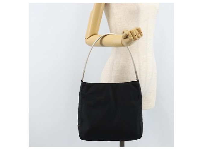 Borsa a Spalla PRADA in Nylon Nero Argento Autentica gh1829 - vista 24