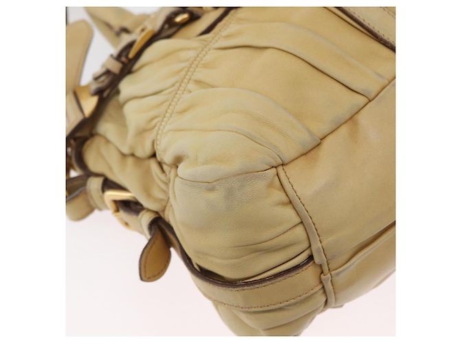 PRADA Borsa a mano in pelle 2 in 1 avorio oro Auth 173213 D'oro Crudo - vista 13