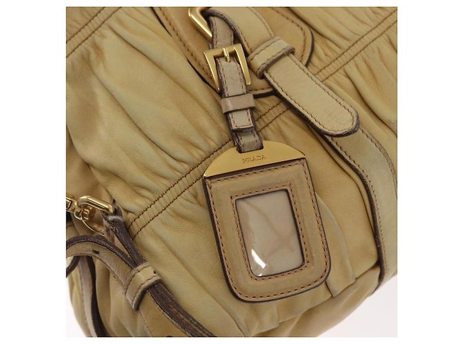 PRADA Borsa a mano in pelle 2 in 1 avorio oro Auth 173213 D'oro Crudo - vista 17