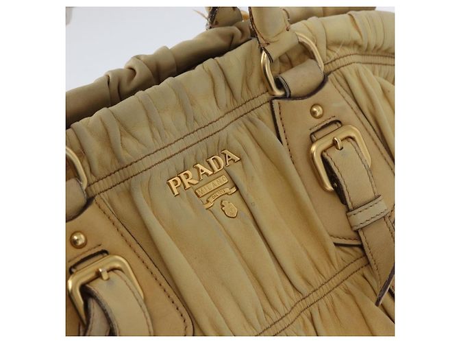 PRADA Borsa a mano in pelle 2 in 1 avorio oro Auth 173213 D'oro Crudo - vista 18