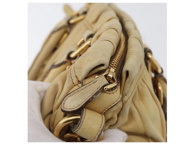 PRADA Borsa a mano in pelle 2 in 1 avorio oro Auth 173213 D'oro Crudo - vista 19