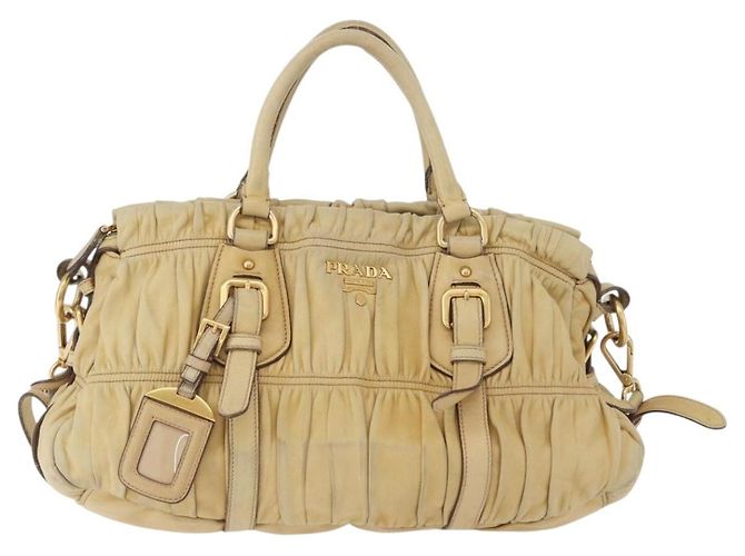 PRADA Borsa a mano in pelle 2 in 1 avorio oro Auth 173213 D'oro Crudo - vista 2