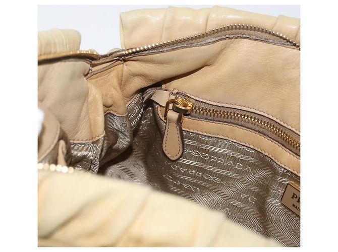 PRADA Borsa a mano in pelle 2 in 1 avorio oro Auth 173213 D'oro Crudo - vista 24