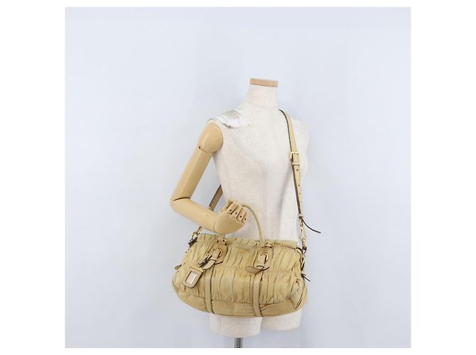 PRADA Borsa a mano in pelle 2 in 1 avorio oro Auth 173213 D'oro Crudo - vista 27