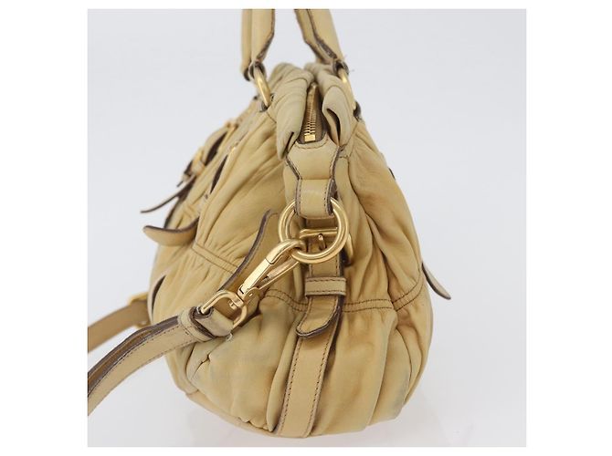PRADA Borsa a mano in pelle 2 in 1 avorio oro Auth 173213 D'oro Crudo - vista 4