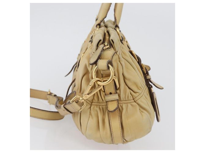 PRADA Borsa a mano in pelle 2 in 1 avorio oro Auth 173213 D'oro Crudo - vista 5