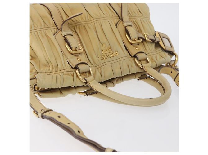 PRADA Borsa a mano in pelle 2 in 1 avorio oro Auth 173213 D'oro Crudo - vista 7