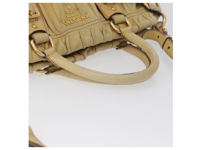 PRADA Borsa a mano in pelle 2 in 1 avorio oro Auth 173213 D'oro Crudo - vista 8