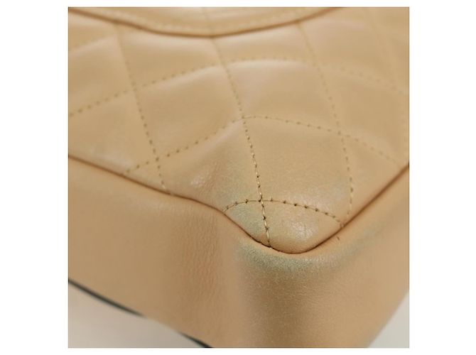 CHANEL Borsa a Spalla Cambon Line Matelassé in Pelle di Agnello Beige Nero CC Auth am10849V - vista 14