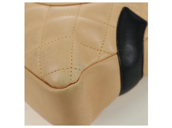 CHANEL Borsa a Spalla Cambon Line Matelassé in Pelle di Agnello Beige Nero CC Auth am10849V - vista 15