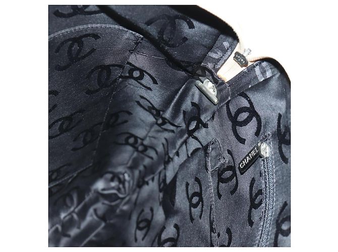 CHANEL Borsa a Spalla Cambon Line Matelassé in Pelle di Agnello Beige Nero CC Auth am10849V - vista 20
