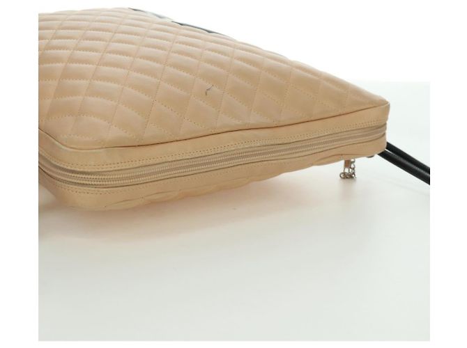 CHANEL Borsa a Spalla Cambon Line Matelassé in Pelle di Agnello Beige Nero CC Auth am10849V - vista 8